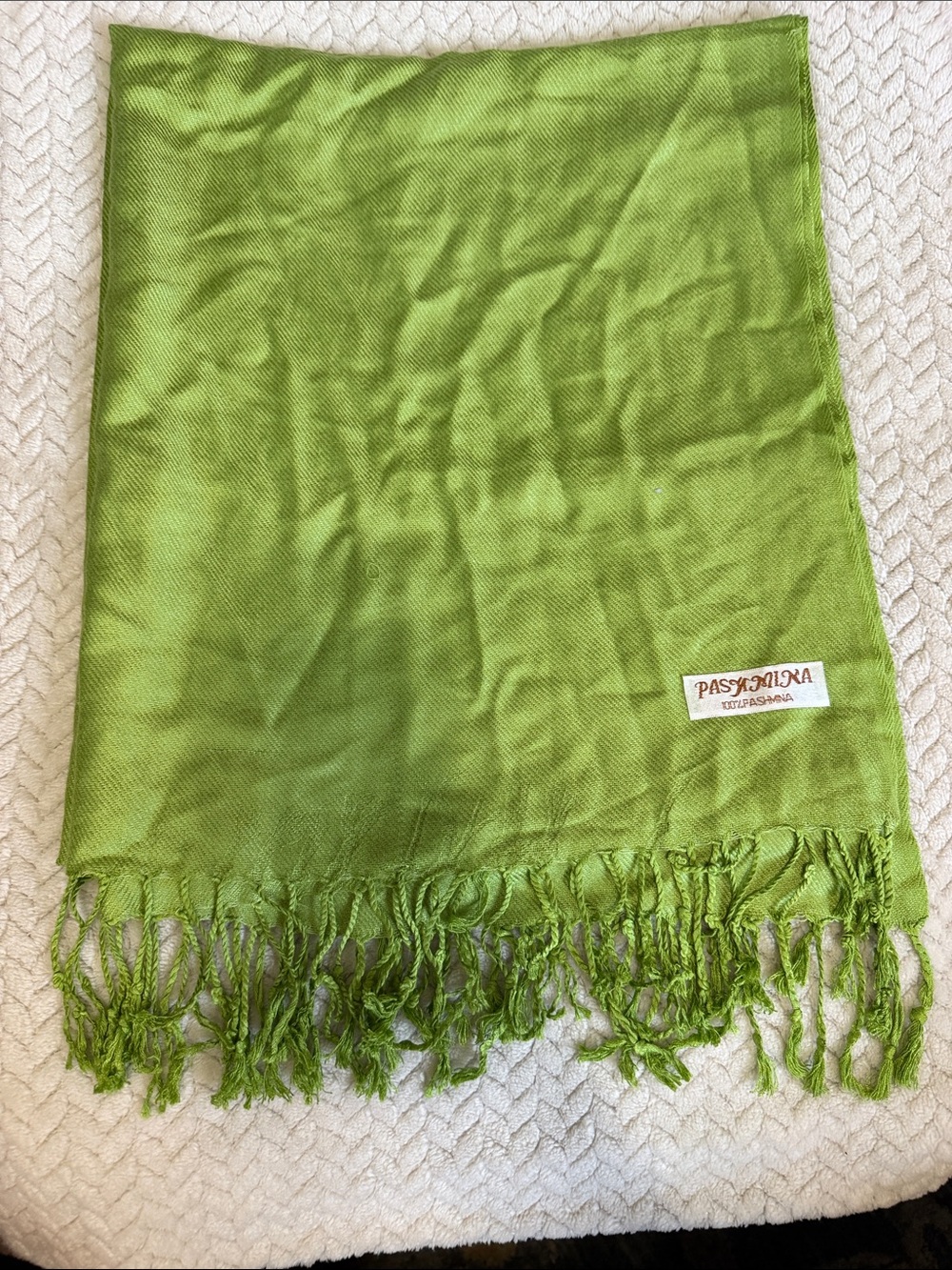pashmina Lime Green Fringed Pashmina Scarf